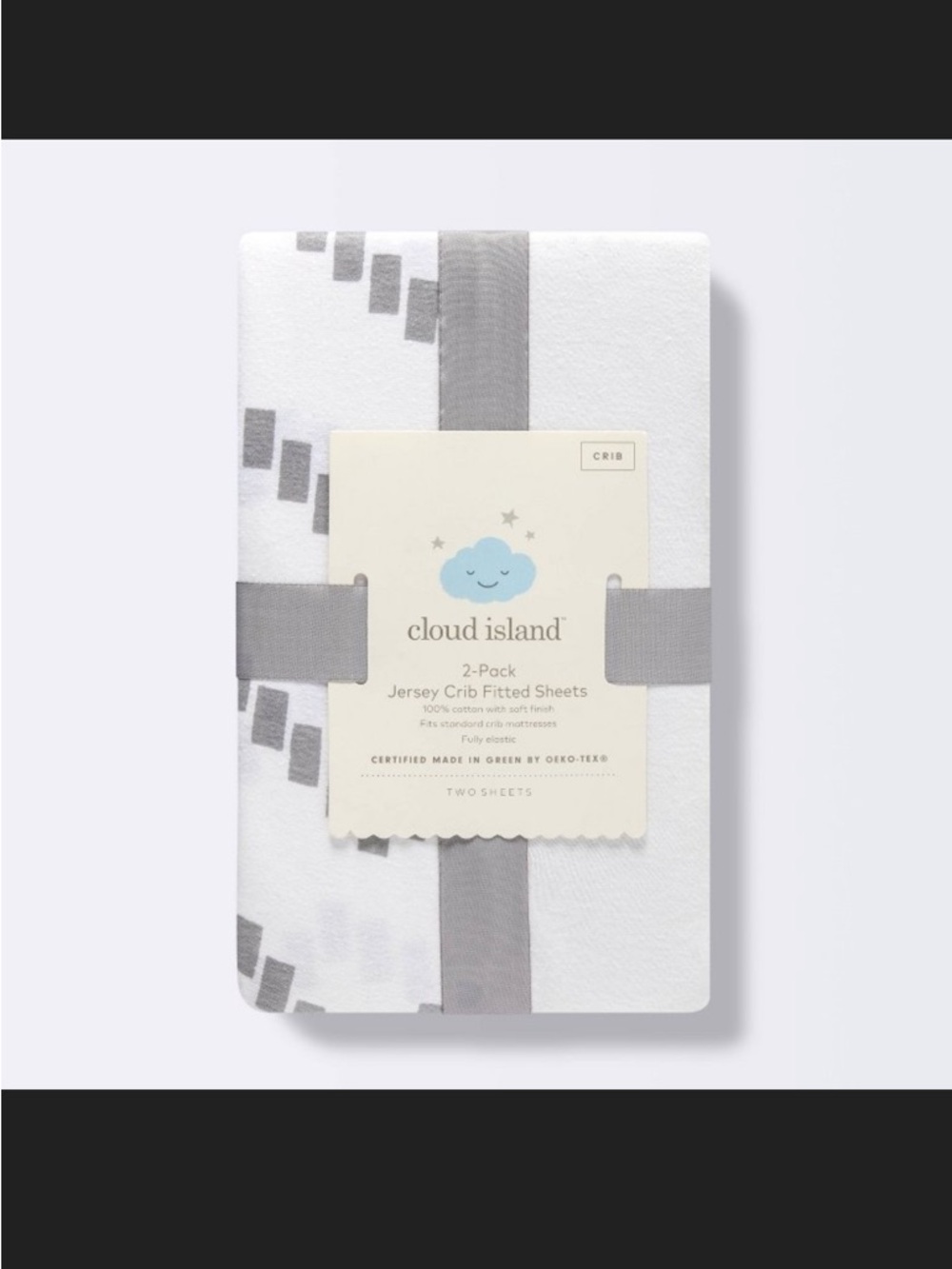 NEW cloud island Gray & White Jersey Crib Sheets - 2 Pack